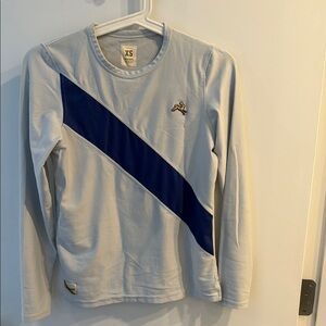 Tracksmith Blue and White Long Sleeve Tee